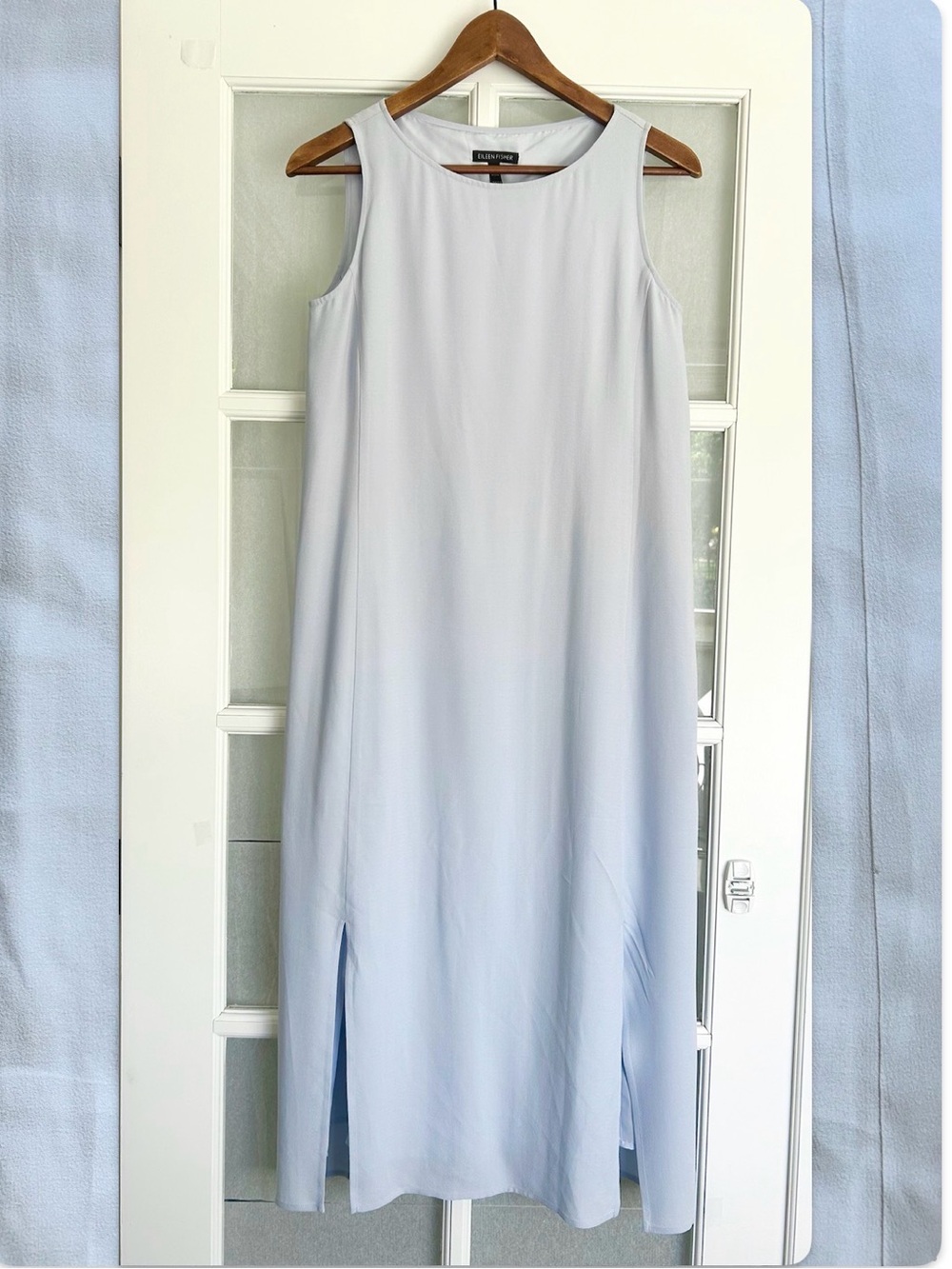 Eileen Fisher Silk Pale Blue Sleeveless Maxi Dress